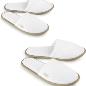 Bergman Kelly Spa Slippers, Closed Toe (12 Pairs, M + L, White)